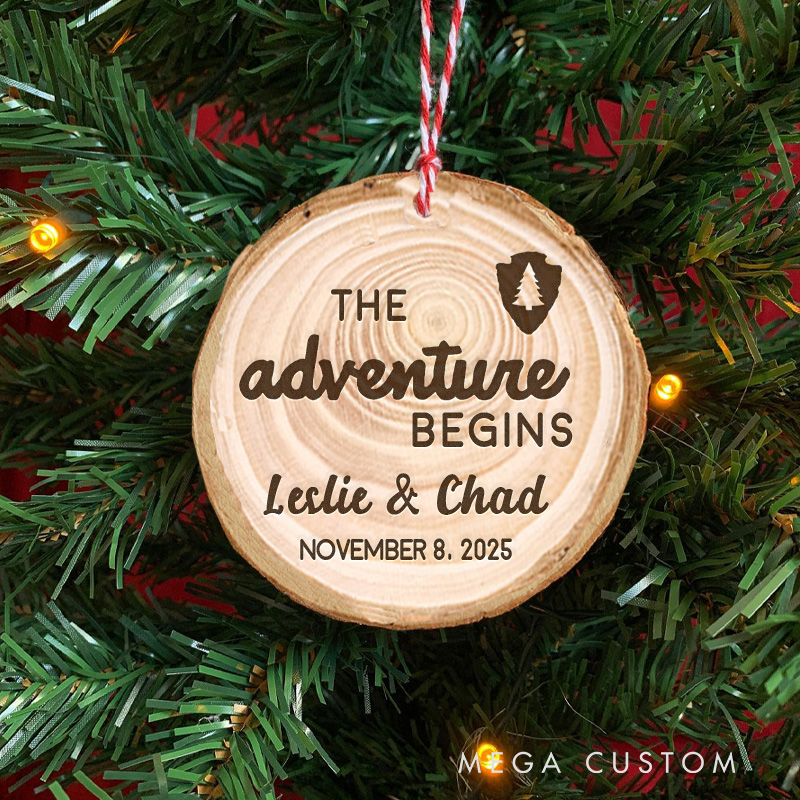 Personalized Outdoor Couple Christmas Ornament the Adventure Begins First Christmas Together Ornament Gifts for Camping Hiking
