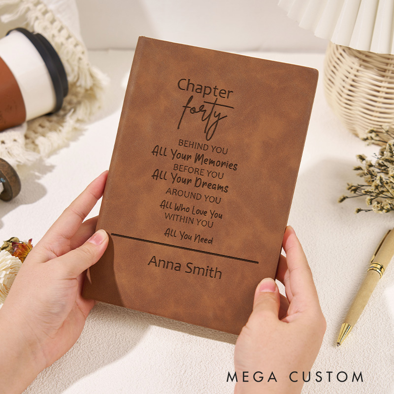Personalized Fortieth One More Chapter Journals Leather A5 Notebook with Name Bookish Journal for Librarian Gift Book Lover Gift 40th Birthday Gift