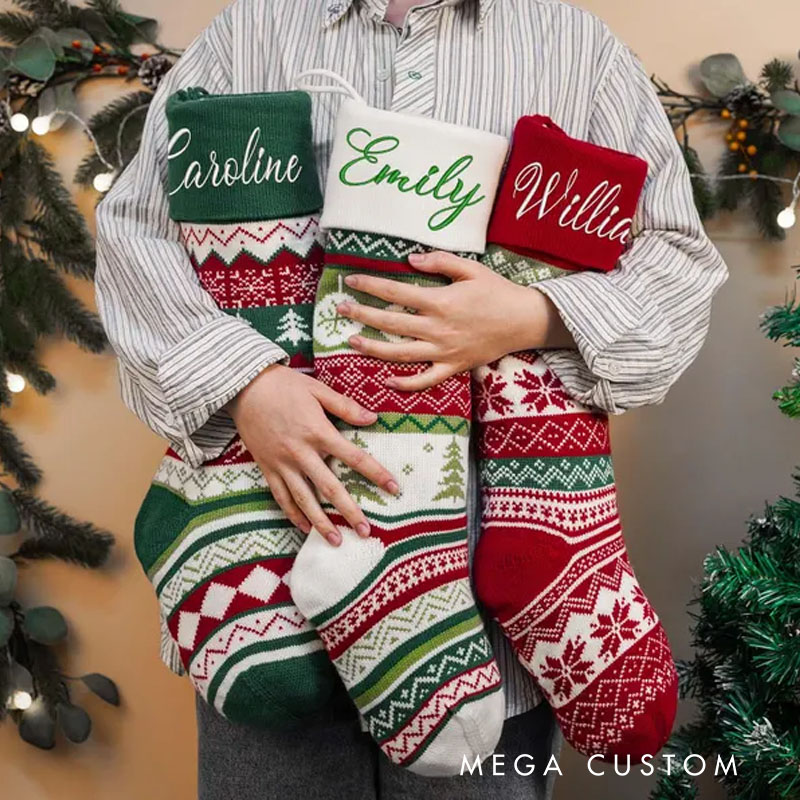 Personalized Embroidered Family Holiday Stockings Christmas Gift for Family Holiday Decor