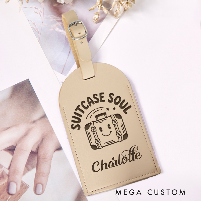Personalized Suitcase Soul Leather Luggage Tags Gift for Traveling Lovers Luggage Tag Vacation Gift Trip Gift