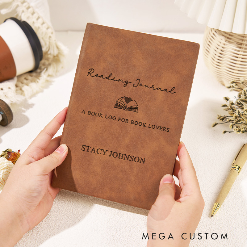Personalized Leather Reading Journal Engraved Book Club Notebook with Name Bookish Journal for Book Lover Gift Bookish Gift Librarian Gift
