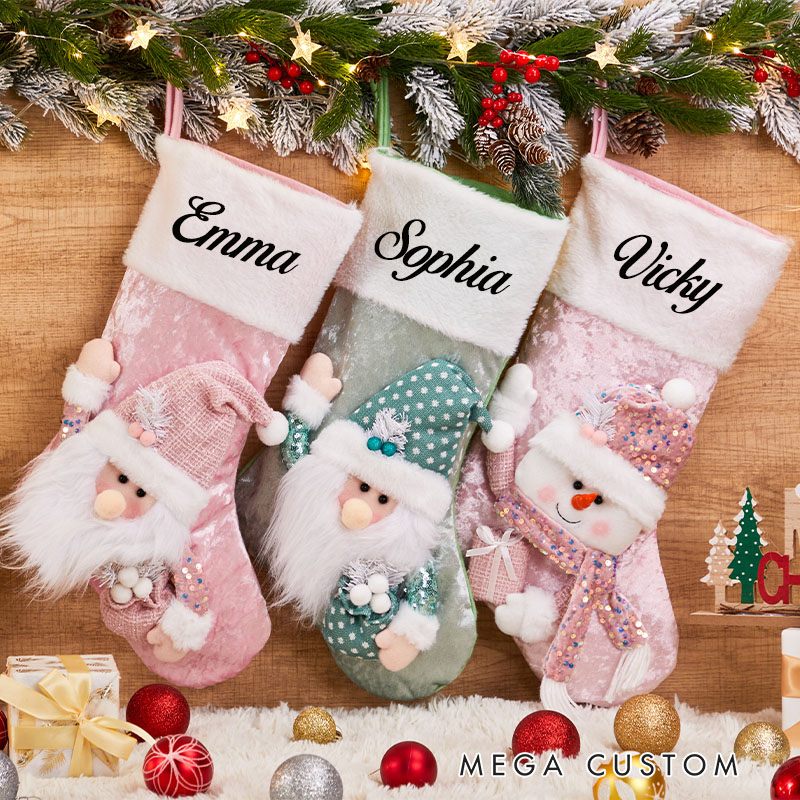 Personalized Name Festive Winter Wonderland 3D Christmas Stocking Gift for Family