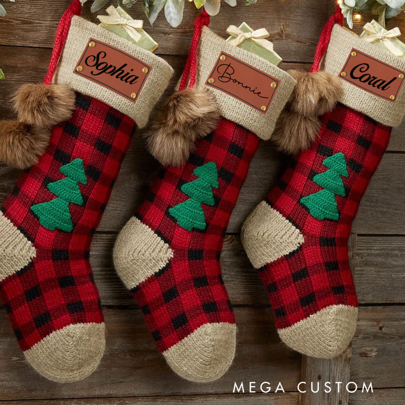 Personalized Buffalo Plaid Jumbo Knit Christmas Stockings Fashionable Holiday Gifts