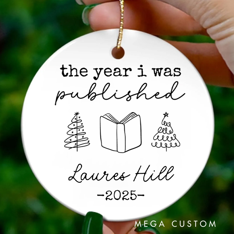 Personalized the Year I was Published Christmas Ornament Custom Published Author Ornament Holiday Decor for Writer Gift Book Lovers Gift Bookish Gift