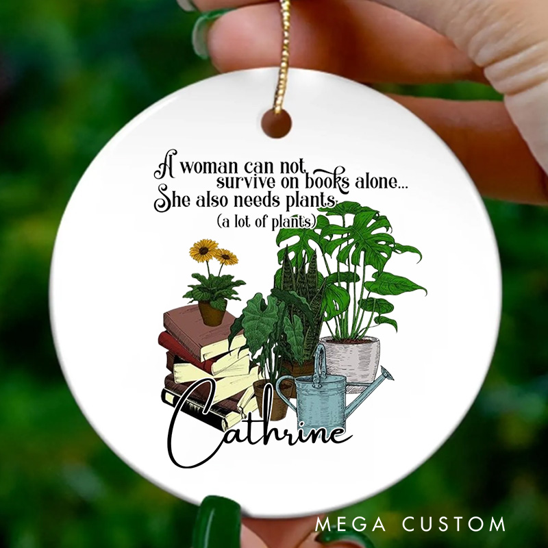 Personalized Books and Plants Christmas Ornament Book Lover Ornament Holiday Decor for Book Lovers Gift Bookish Gift Librarian Gift