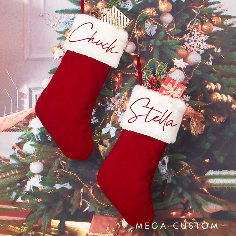Personalized Family Christmas Stockings with Name Red Plush Christmas Stocking Christmas Stockings Christmas Gifts