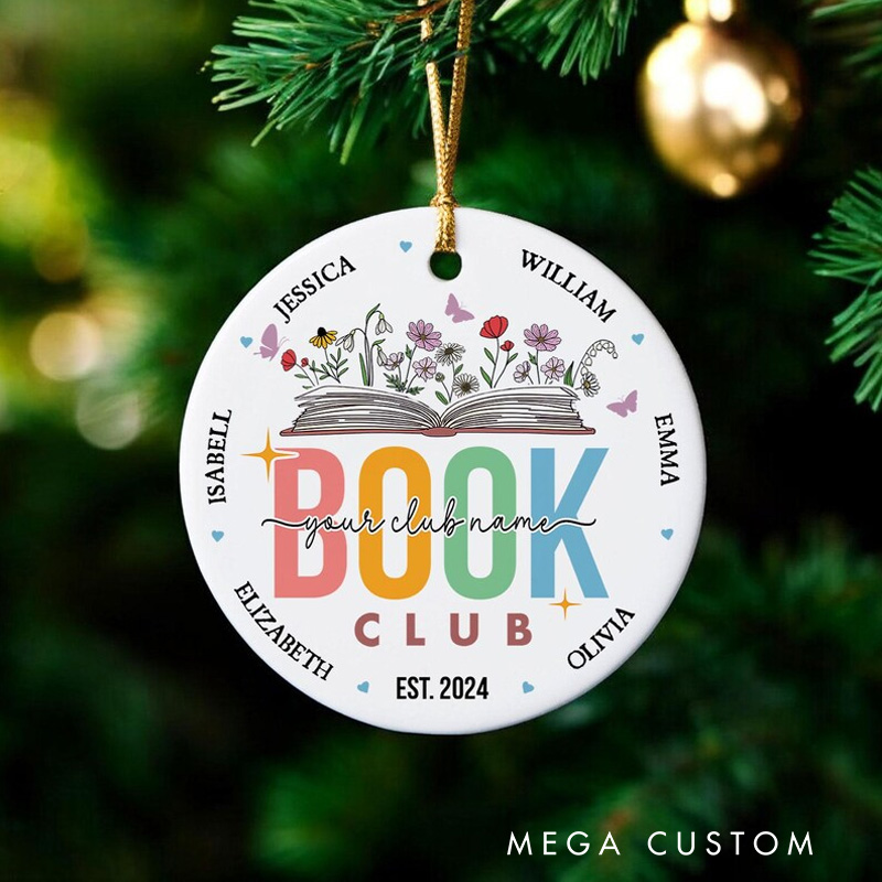 Personalized Book Club Christmas Ornament Custom Bookish Ornament Holiday Decor for Book Lovers Gift Reading lover Gift Librarian Gift