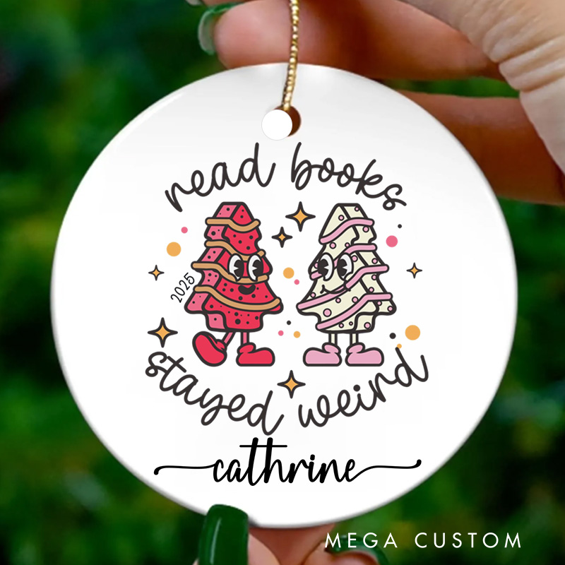 Personalized Read Books Stayed Weird Christmas Ornament Book Club Ornament Holiday Decor for Book Lovers Gift Reading Gift Librarian Gift