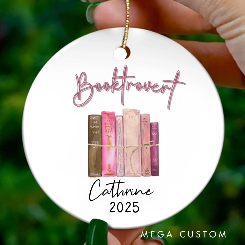 Personalized Booktrovert Christmas Ornament Custom Book Ornament with Name Holiday Decor for Book Lovers Gift Librarian Gift