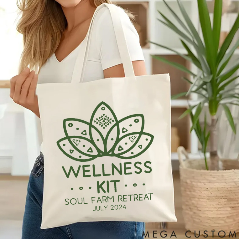 Personalized Wellness Kit Tote Bag with Lotus Design Yoga Tote Bag Perfect for Yoga and Soul Retreats