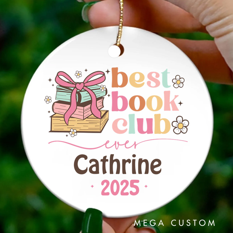 Personalized Best Book Club Christmas Ornament 2025 Book Ornament with Name Holiday Decor for Book Lovers Gift Librarian Gift