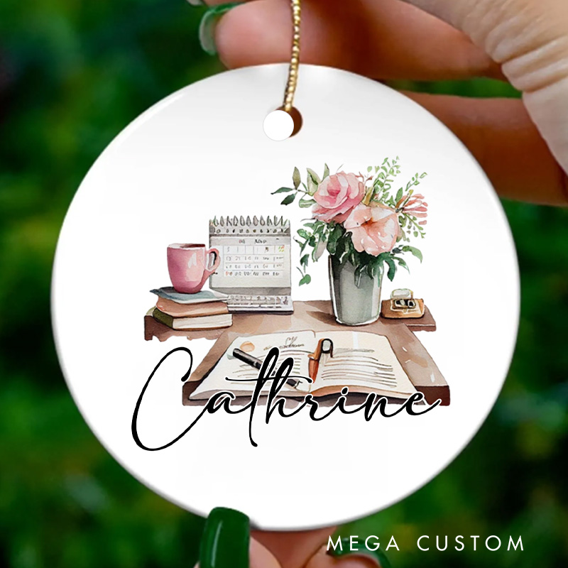 Personalized Book Writer Christmas Ornament Small Literary Ornament Writer Ornament Holiday Decor for Book Lover Gift Librarian Gift