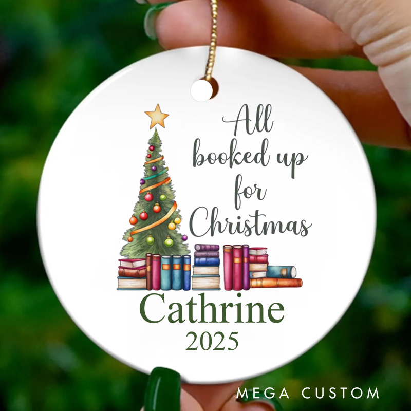 Personalized all Booked up for Christmas Ornament Book Tree Ornament Bookish Ornaments for Reader Gift Book Lovers Gift Librarian Gift