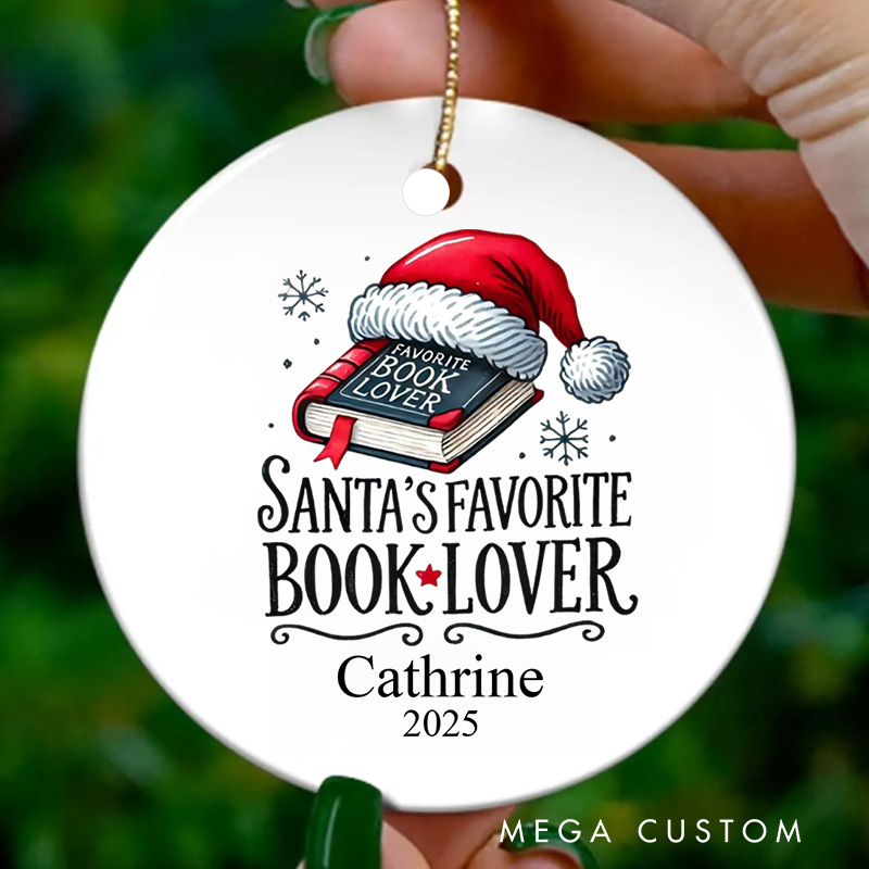 Personalized Santa's Favorite Book Lover Christmas Ornament Bookworm Gifts for Kids Bookish Ornament for Reader Gift Book Lovers Gift Librarian Gift