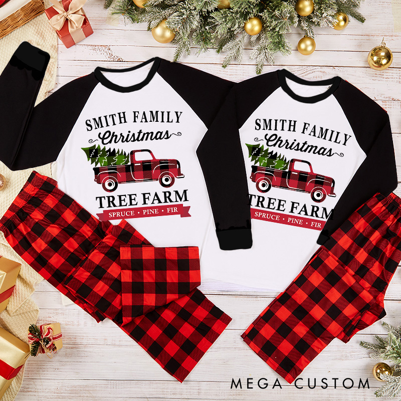 Personalized Vintage Truck Christmas Pajamas Plaid Family Christmas Pajamas Christmas Gift for Camping Hiking
