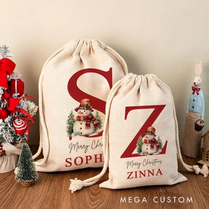 Personalised Santa Sack Name and Initial First Christmas Gift Bag