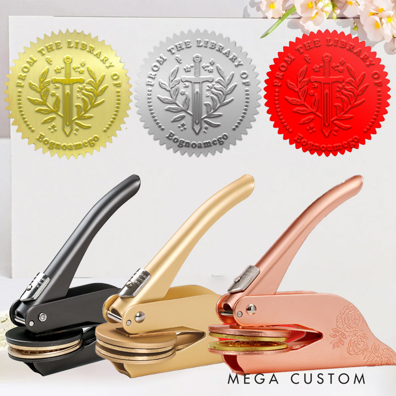 Personalized from the Library of Book Stamp Custom Book Embosser with Name Library Embosser Stamp for Book Lover Gift Librarian Gift