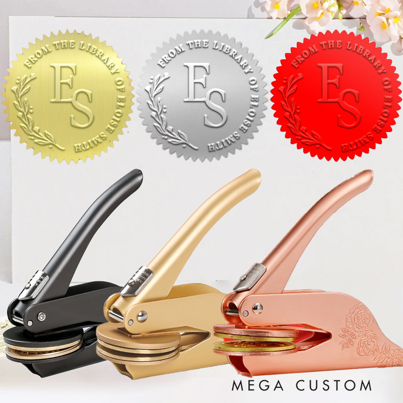 Personalized from the Library of Book Embosser Stamp Custom Initial Stamp with Name Library Embosser Book Lover Gift for Librarian