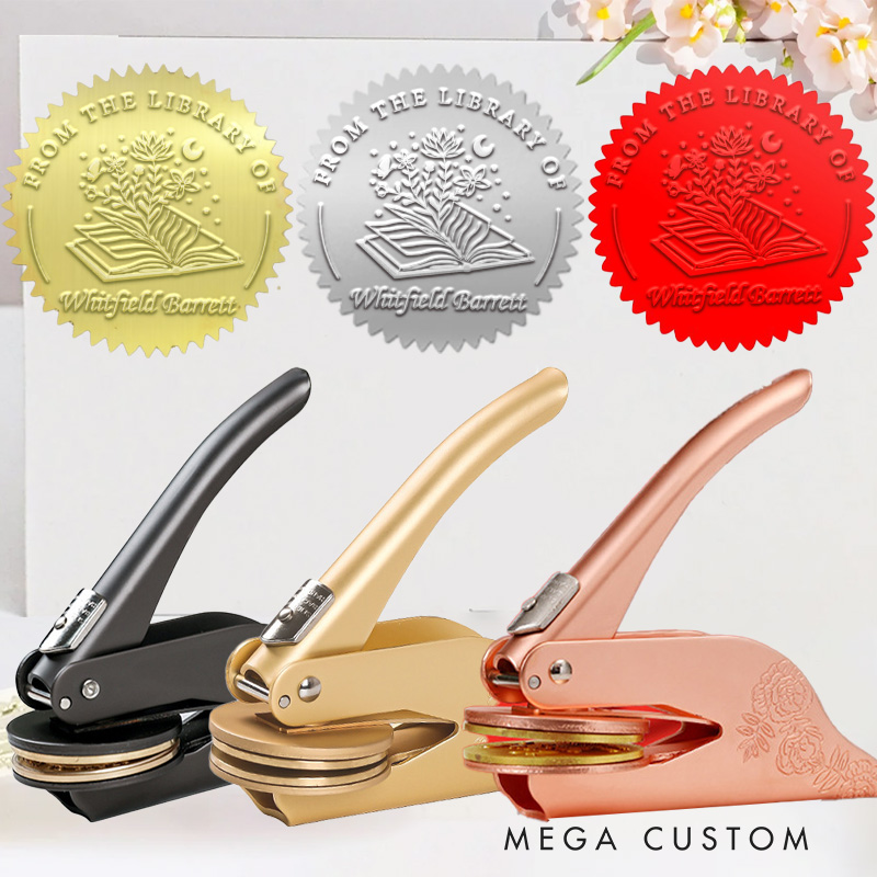 Personalized Flower Books Book Embosser Stamp Custom from the Library of Stamp with Name Library Embosser Book Lover Gift for Librarian
