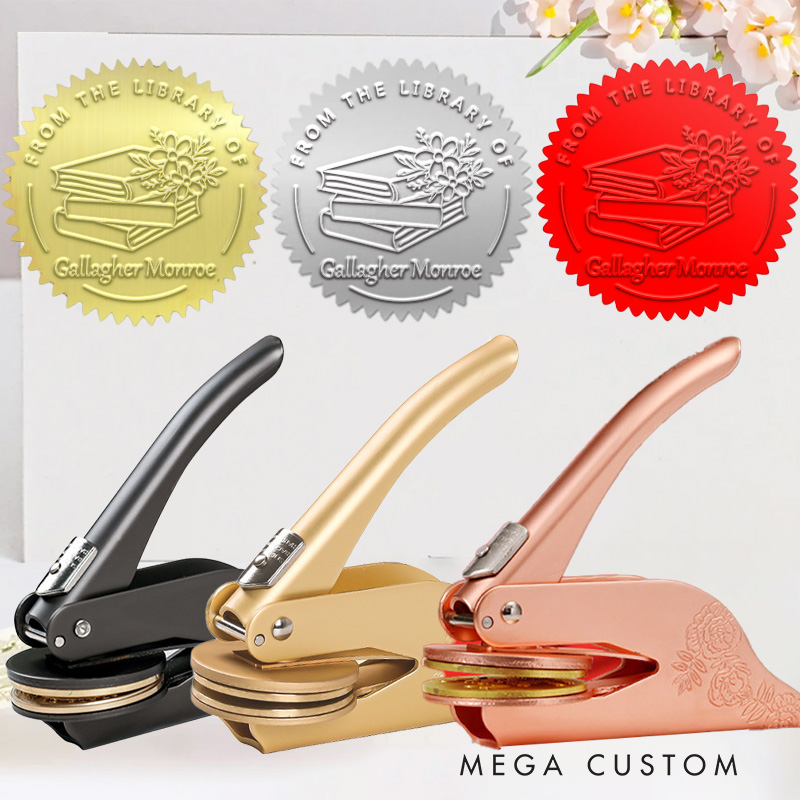 Personalized from the Library of Book Embosser Stamp Book Flower Stamp with Name Library Embosser Bookish Gift Book Lover Gift for Librarian