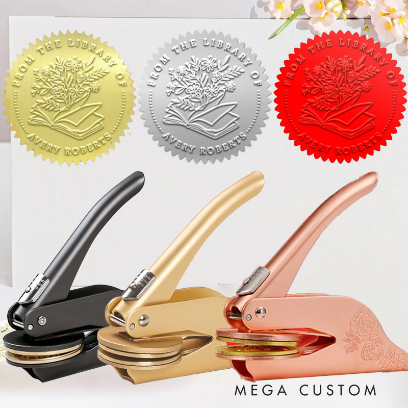 Personalized Flower Books Book Embosser Stamp from the Library of Stamp Library Embosser with Name Bookish Gift Book Lover Gift for Librarian