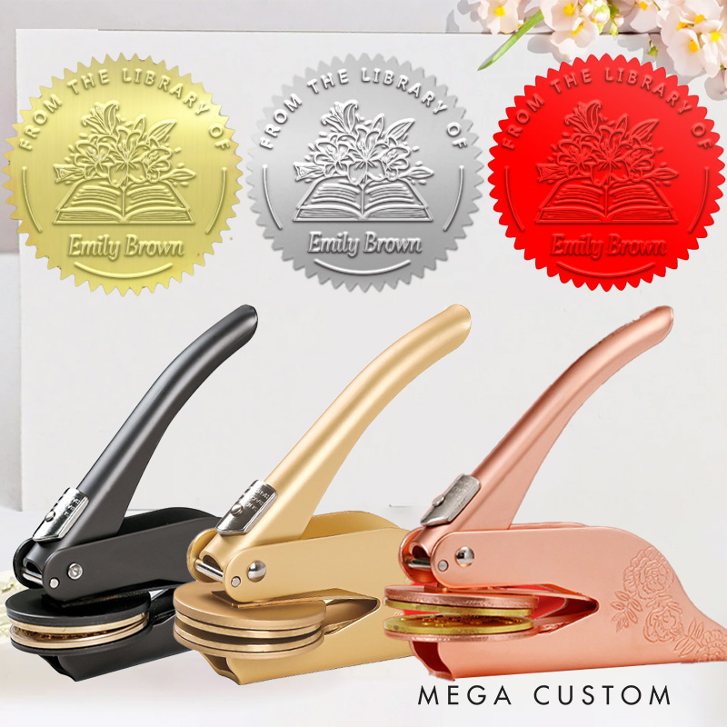 Personalized from the Library of Book Embosser Stamp Lily Flower Book Stamp Library Embosser with Name Bookish Gift Book Lover Gift for Librarian