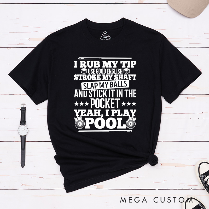 Personalized Pool T-Shirts with Custom Your Name on Your Sleeve - Funny Pool Lover Gift 