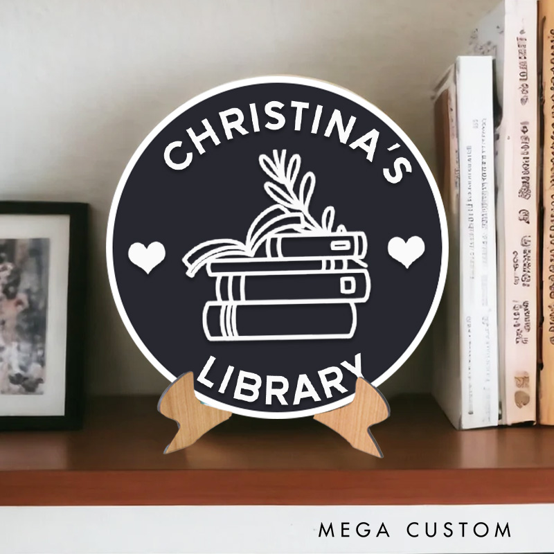 Personalized Bookish Library Sign Bookish Table Decor with Name 3D Printed Bookish Decor Sign with Stand for Book Lover Gift Librarian Gift
