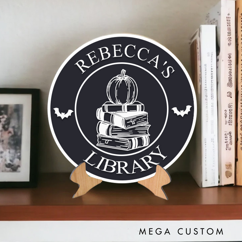 Personalized 3D Printed Name Library Sign with Name Table Decor with Stand Book Nook Decor Book Lover Gift for Librarian Gift