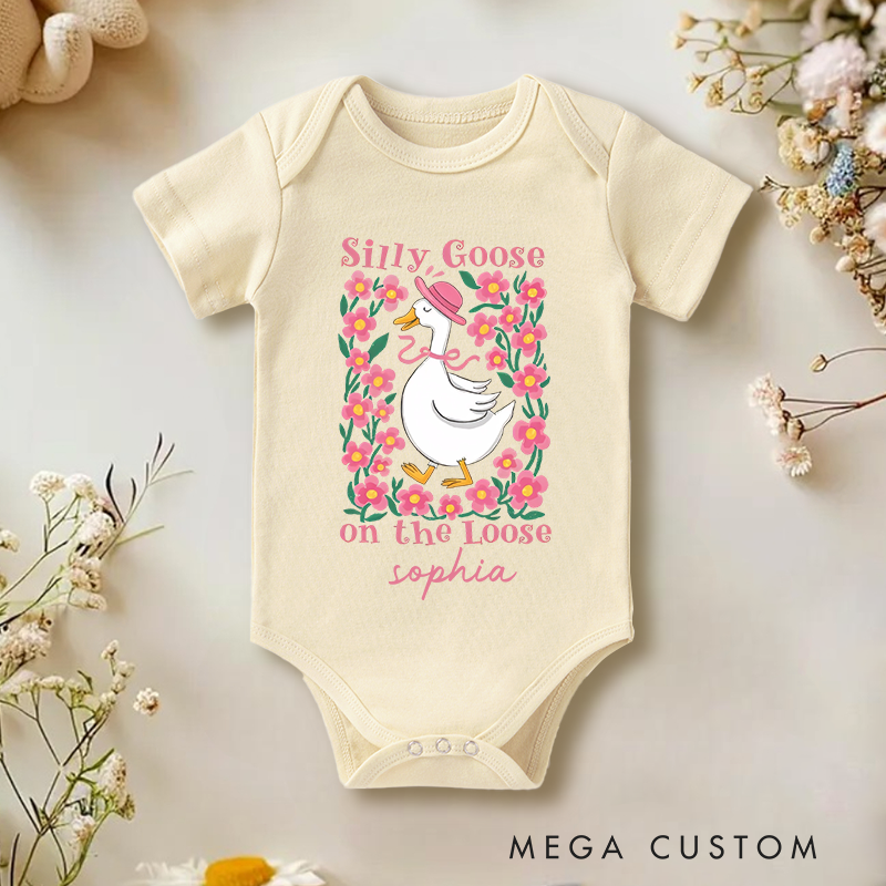 Personalized Silly Goose On The Loose Baby Bodysuit Goose Lover Gift
