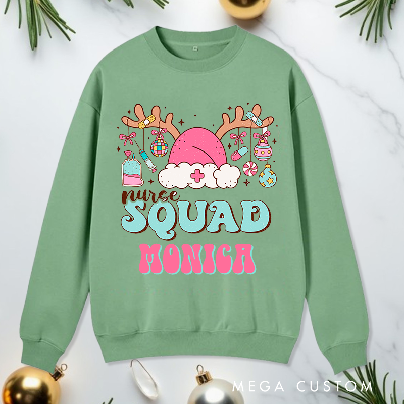 Personalized Nurse Sweatshirt Customized Nurse Squad Design Sweatshirt Nurse Christmas Gifts 