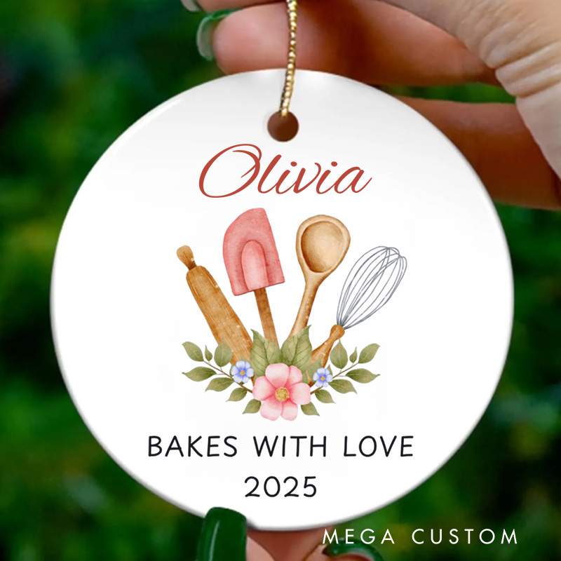 Personalized Bake with Name Christmas Ornament Custom Baker Name Ornament 2025 Baking Lover Ornament for Baking Lover Gift