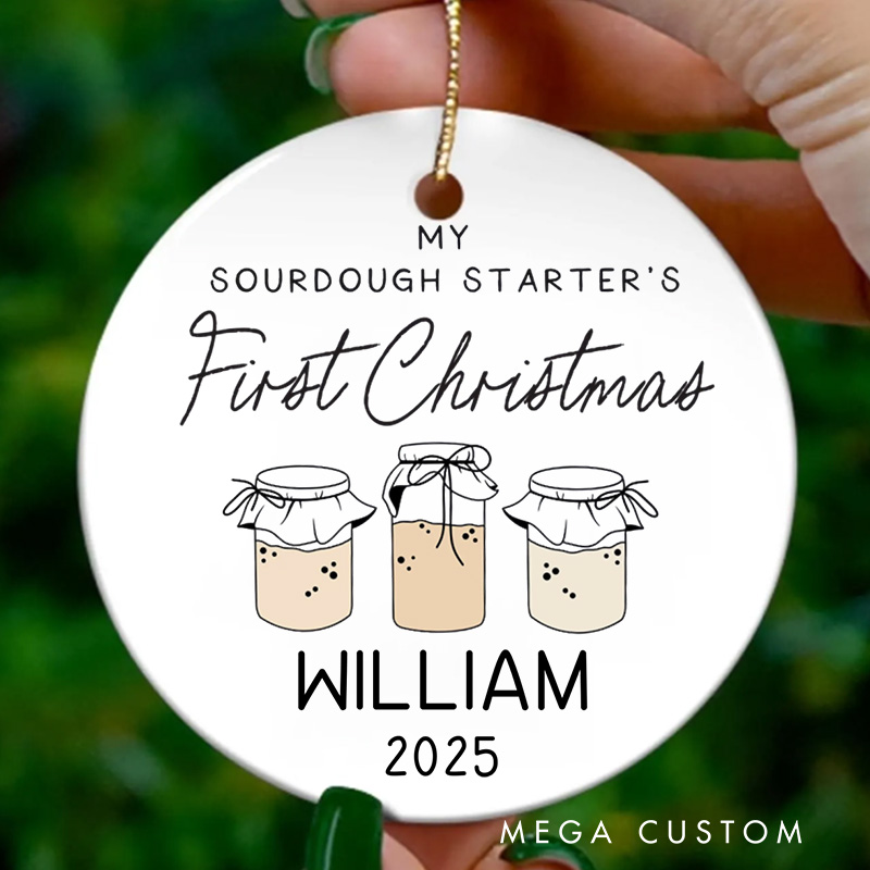 Personalized My Sourdough Starter's First Christmas Ornament Custom Sourdough Ornament Bread Lover Holiday Decor Ornament for Baking Lover Gift