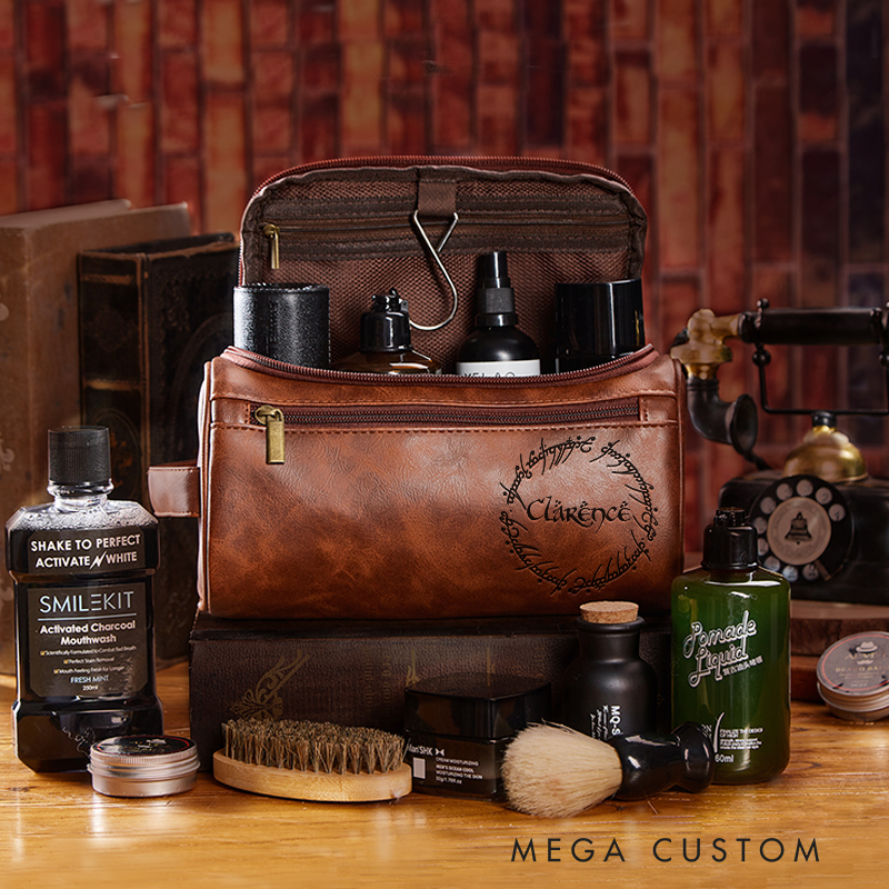Personalized Precious Ring Movie Leather Dopp Kit Fantasy Movie Mens Leather Toiletry Bag Engraved Dopp Bag Gift For Men
