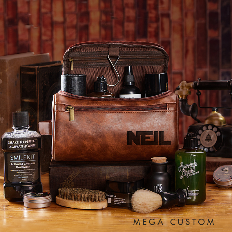 Personalized Space Opera Movie Leather Dopp Kit Galaxy War Film Mens Leather Toiletry Bag Engraved Dopp Bag Gift For Men