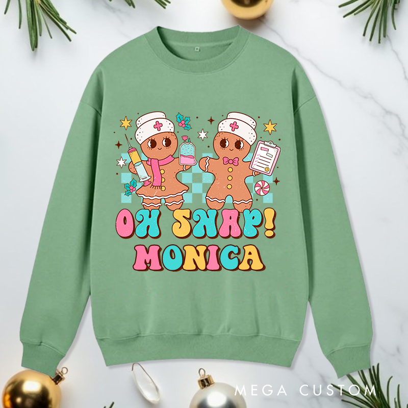Personalized Nurse Sweatshirt Customized Gingerbread Nurse Design Sweatshirt Nurse Christmas Gifts 