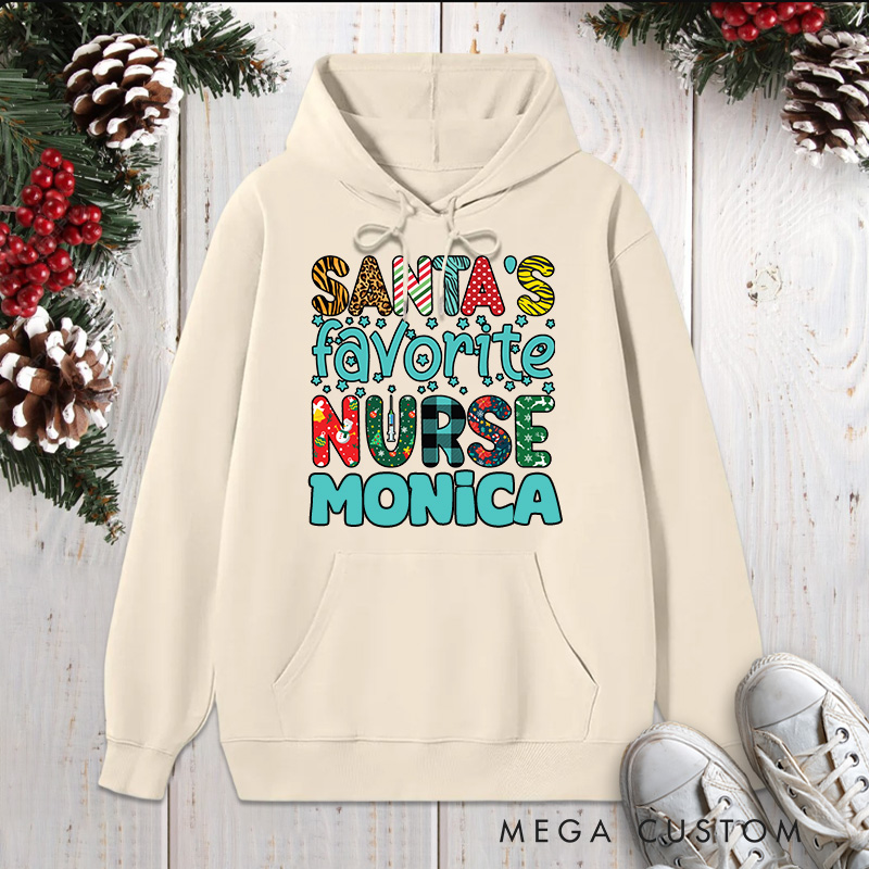 Personalized Hoodies for Nurse Customized Santa's Favorite Nurse Design Hoodies Xmax Gift