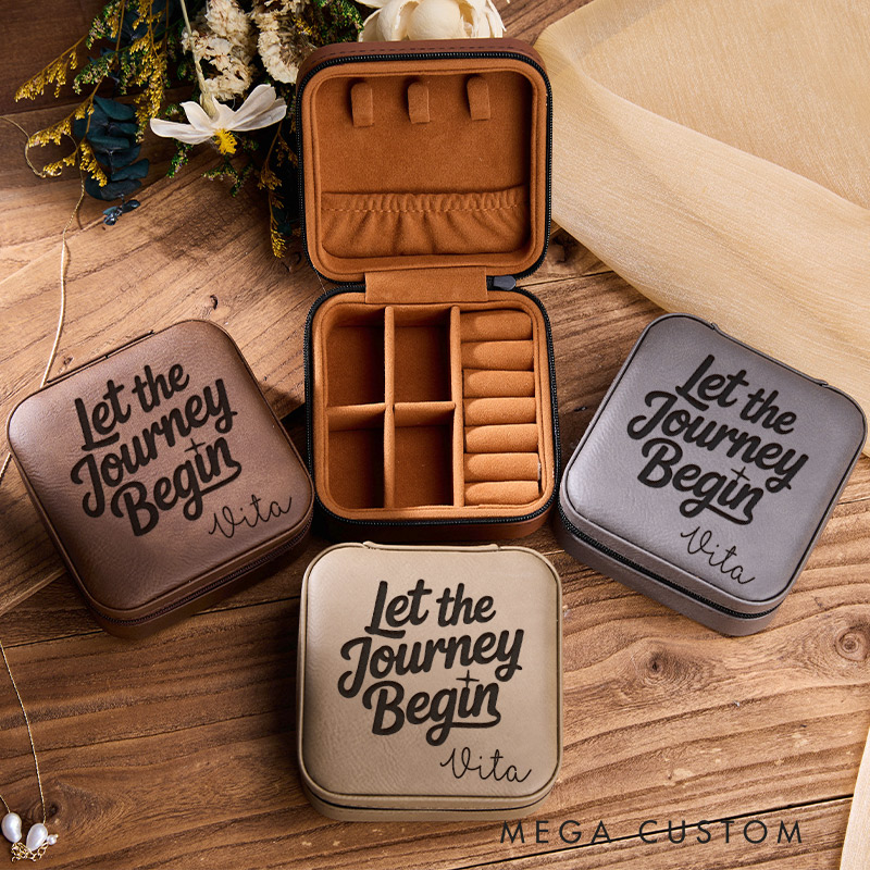 Personalized Let the Journey Begin Jewelry Box for Traveling Lovers Travel Jewelry Box Leather Jewelry Case