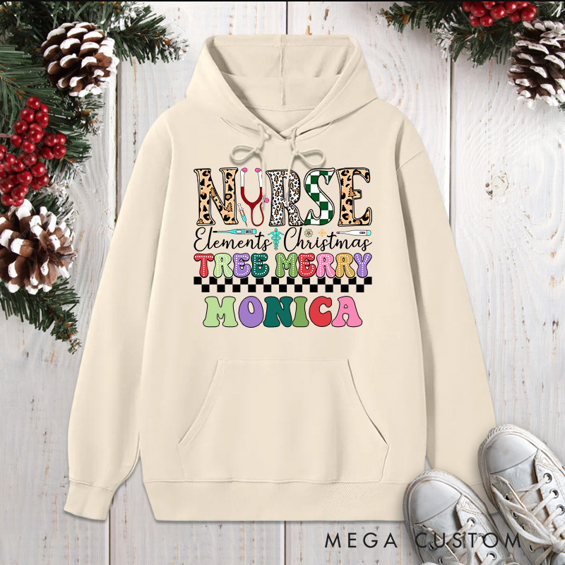 Personalized Hoodies for Nurse Customized Nurse Elements of Christmas Design Hoodies Xmax Gift