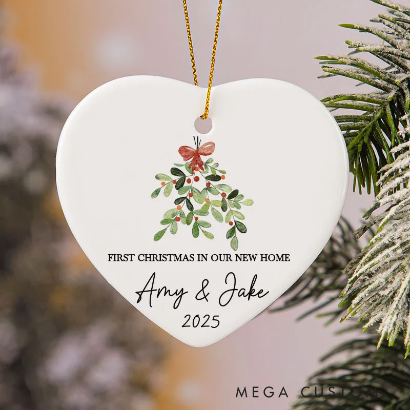 Personalized First Christmas Married Ornament Customizable Name Year Wedding Gift