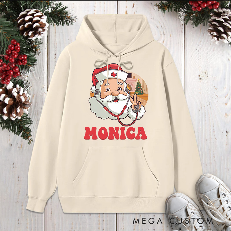 Personalized Hoodies for Nurse Customized Santa Nurse Design Hoodies Xmax Gift