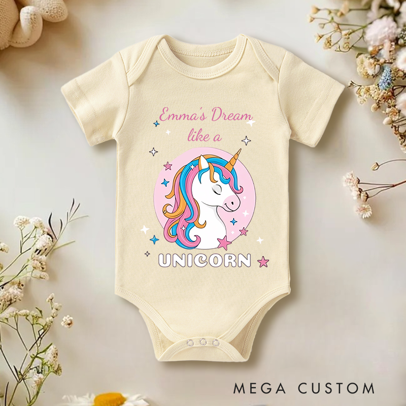 Personalized Dream Like Unicorn Baby Onesie Gift For Baby