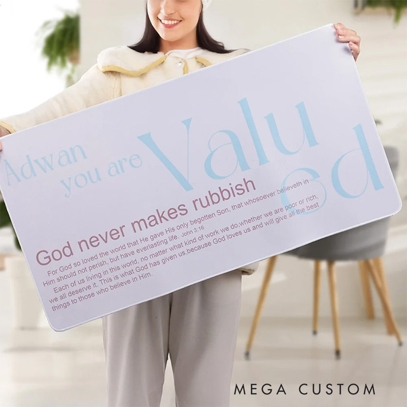 Personalized You are Valued Non-slip Mouse Pad with Bible Verse and Name Office Supply Religious Birthday Gift for Christians Colleagues