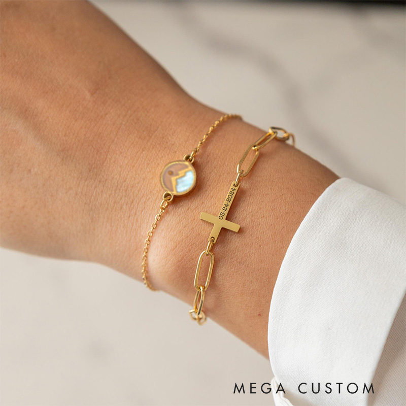 Personalized Mustard Seed Cross Bracelet with Date Faith Can Move Mountains Matthew 17 20 Biblical Jewelry Religious Christmas Gift for Christian