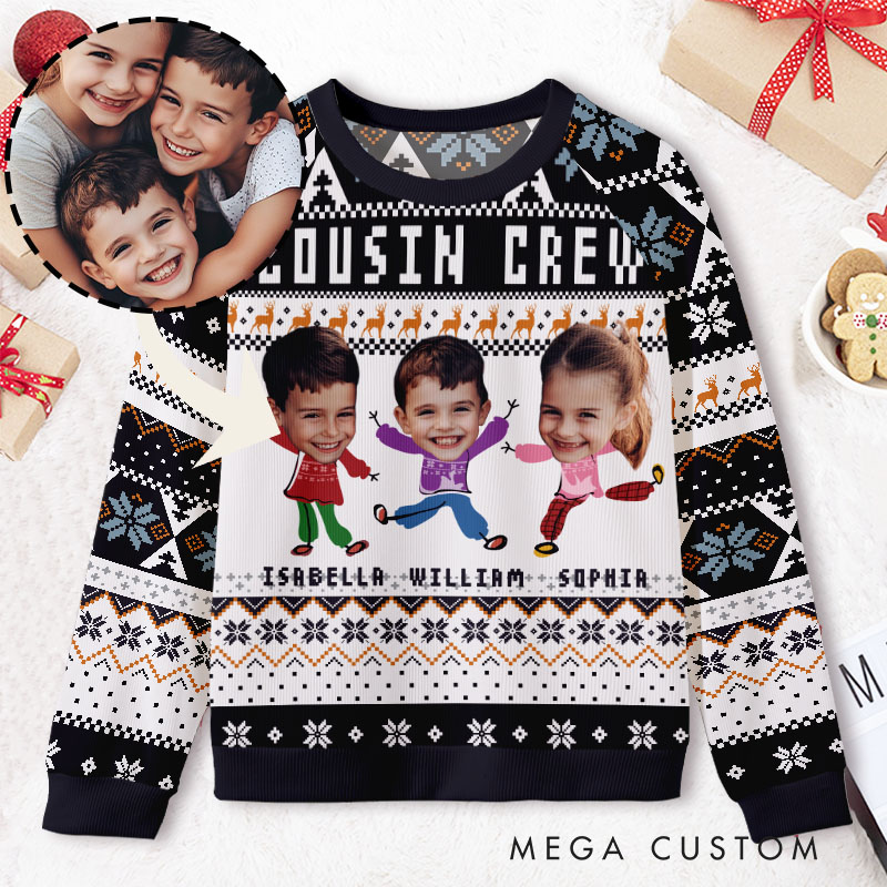 Personalized Family Photo Festive Faces Joyful Holiday Spirit Ugly Sweater Shirt