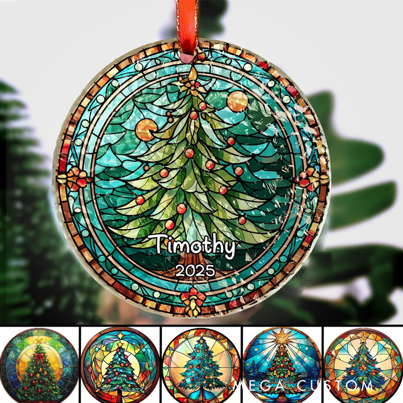Personalized Glass Art Christmas Tree Christmas Ornament Glass Ornament Art Lovers Christmas Gift Artistic Xmas Gift Christmas Decor