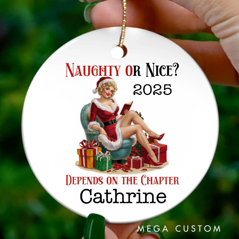 Personalized Naughty or Nice Christmas Ornament Book Ornament Bookworm Ornament Holiday Decor for Book Lover Gift Librarian Gift
