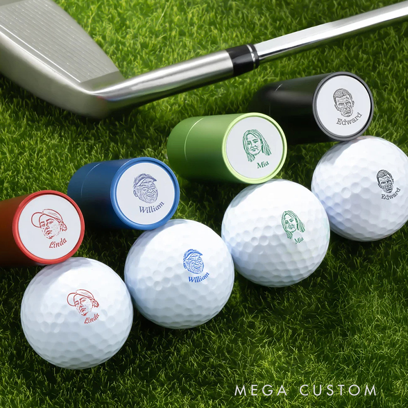 Personalized Golf Ball Stamp with Custom Face Photo and Name  
