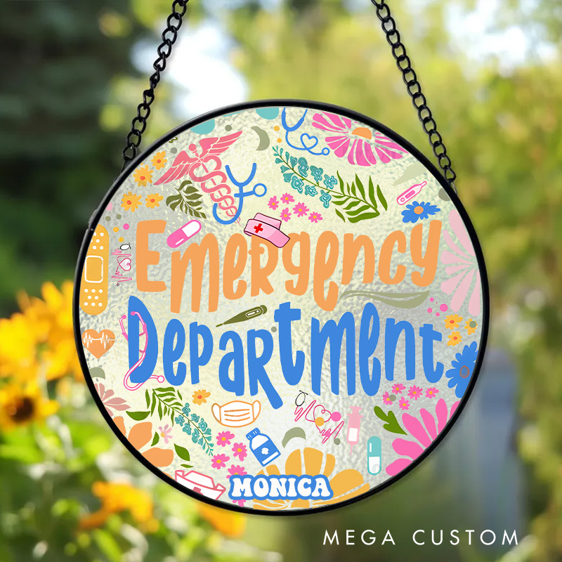Personalized Emergency Department Sun Catcher Custom Glass Plaque for Nurse 