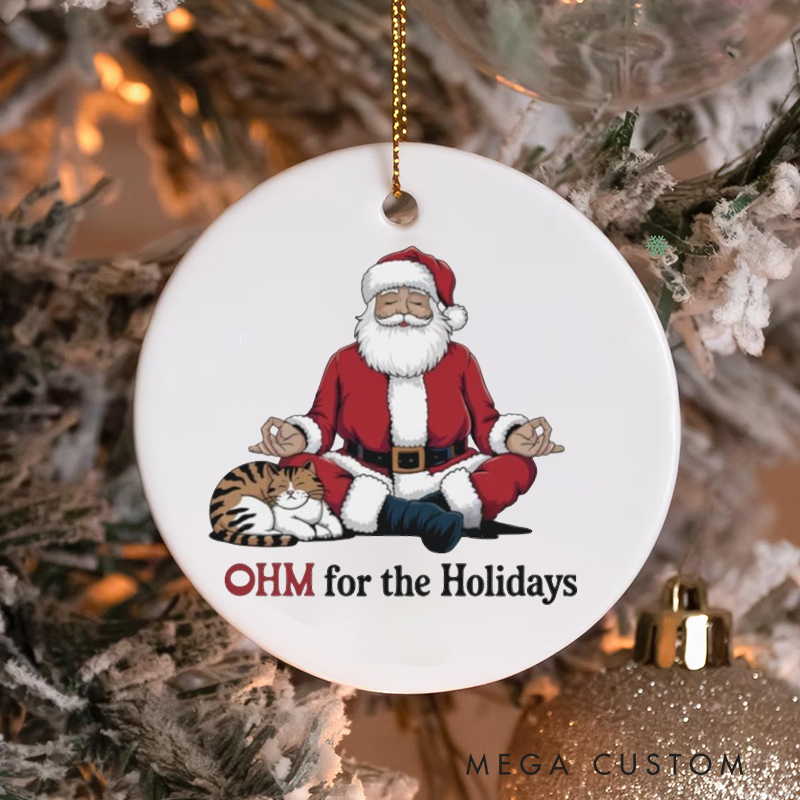 Personalized Santa Yoga Ornament Ornament with OHM for the Holidays Design Christmas Ornament Gift for Yoga Lover